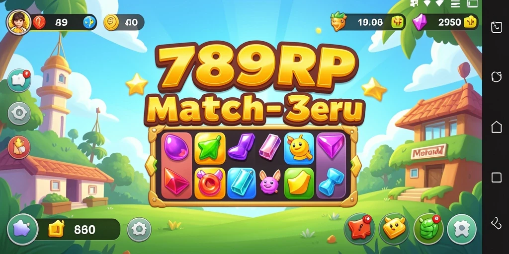 Screenshot gameplay 789RP menampilkan aksi seru permainan Match-3.