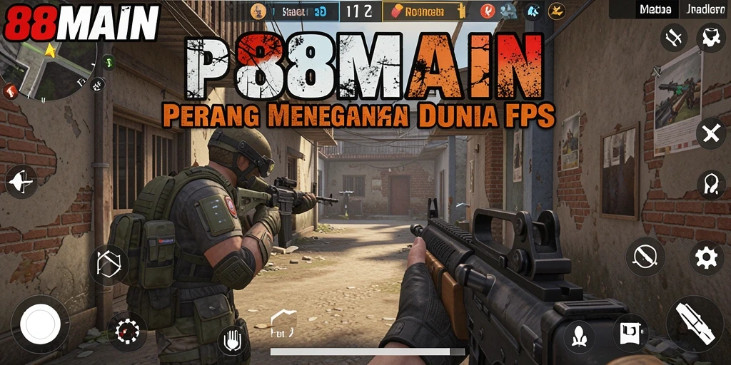 Tampilan aksi di dalam game FPS 88MAIN yang mengesankan.