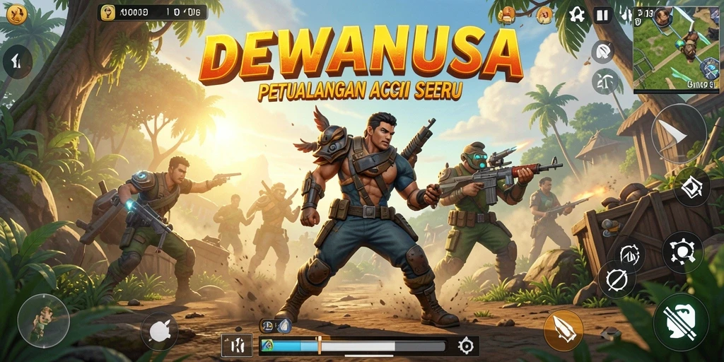Screenshot DEWANUSA menampilkan pertarungan seru dan karakter yang kuat.