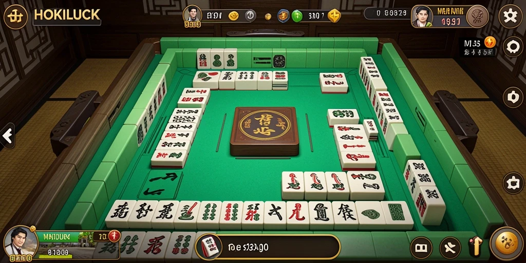 Tampilan gameplay seru HOKILUCK dengan grafis Mahjong yang menarik.