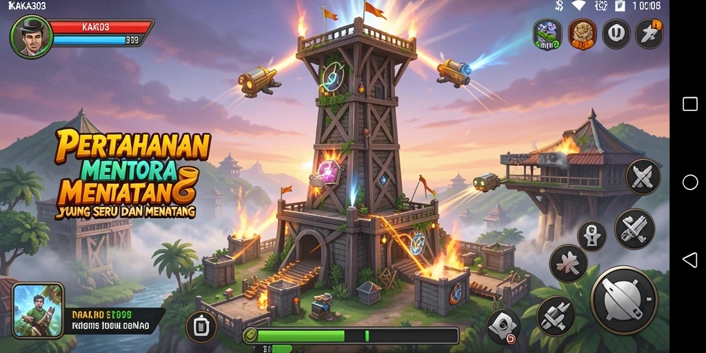 Screenshot gameplay KAKA303 menampilkan Tower Defense yang seru.