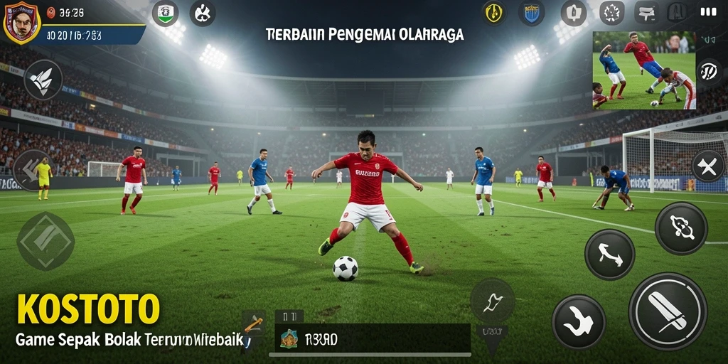 Tampilan menarik gameplay KOSTOTO dengan aksi sepak bola yang mendebarkan.