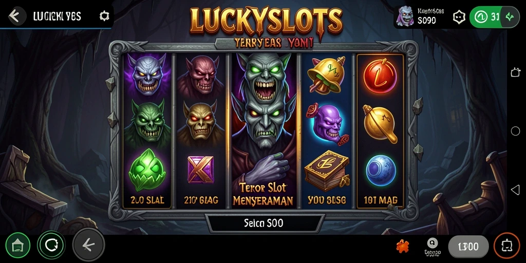 Tampilan menyeramkan dari gameplay LUCKYSLOTS yang mencekam.