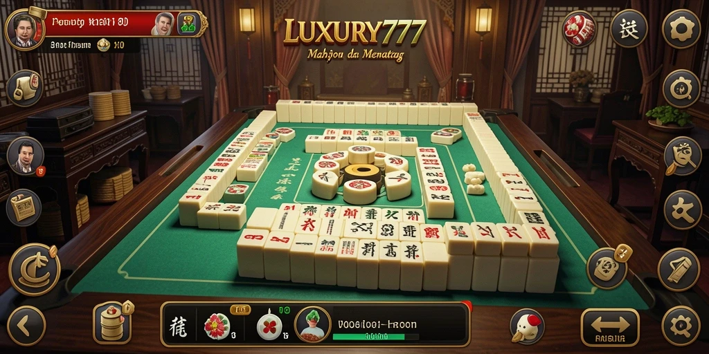 Screenshot gameplay LUXURY777 menampilkan suasana bermain Mahjong yang seru.