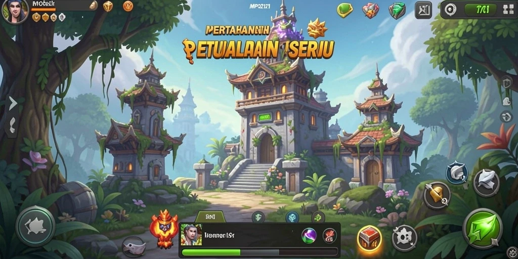Tampilan gameplay seru MPO2121 dalam pertempuran Tower Defense.