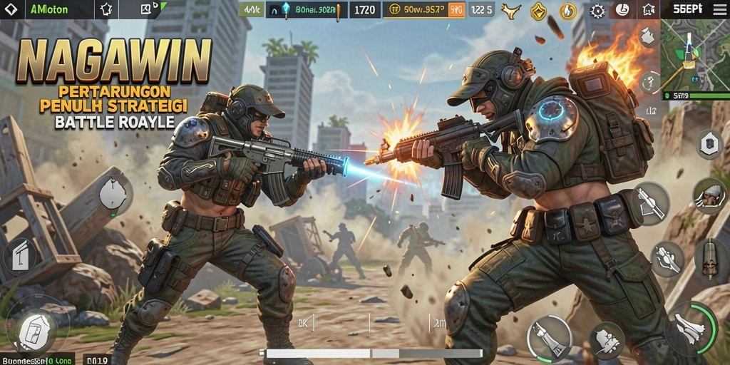 Tampilan mendebarkan gameplay NAGAWIN di arena Battle Royale.