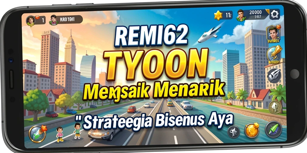 Tangkapan layar utama REMI62 menunjukkan gameplay manajemen bisnis yang menarik.