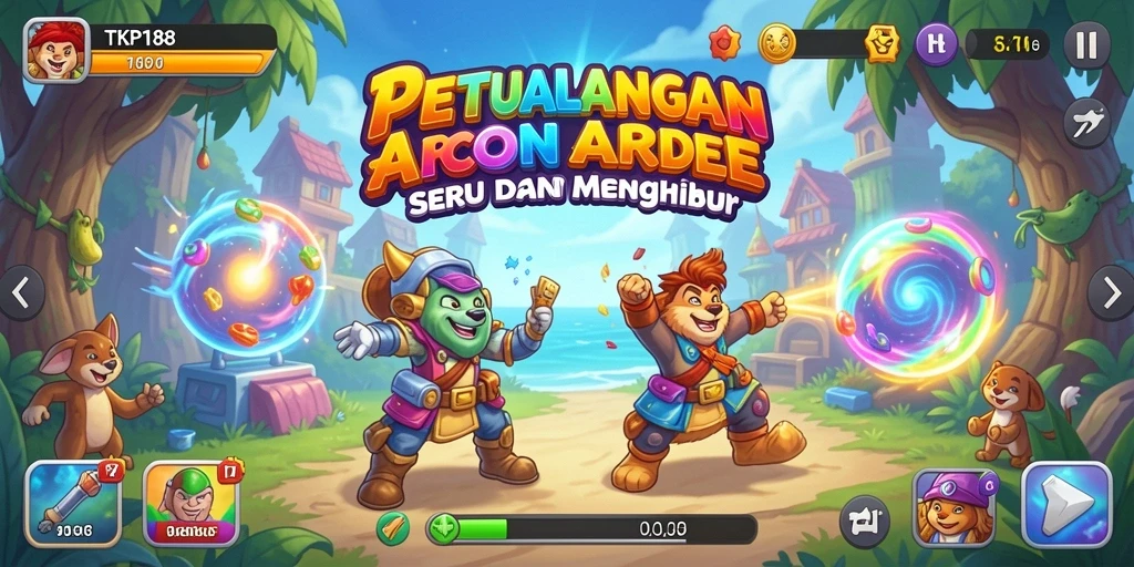 Tangkapan layar utama TKP188 menampilkan aksi seru dalam game arcade.