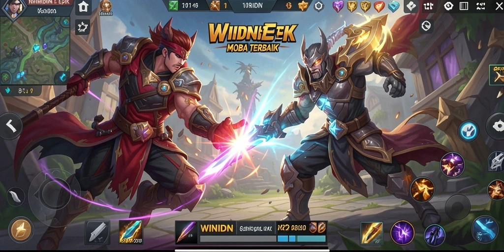 Screenshot WINIDN menampilkan aksi intens dalam pertempuran MOBA.