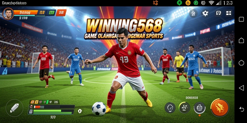 Tangkapan layar gameplay WINNING568 menunjukkan aksi seru saat bermain olahraga.